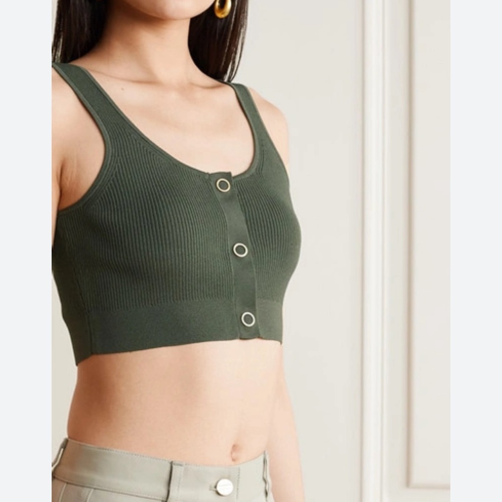 Dion Lee - Pinnacle Ribbed Knit Crop‎ Top in Army Green